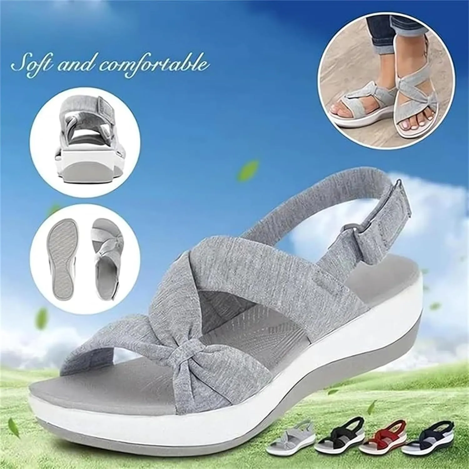 Orthopedic Sandals For Women Dressy Casual Flatform Platform Wedge Sandals Ankle Strap Summer Comfort Walking Shoes