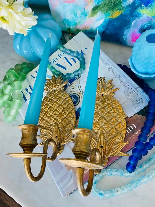 Pair of Vintage Brass Sconces Pineapple Shape
