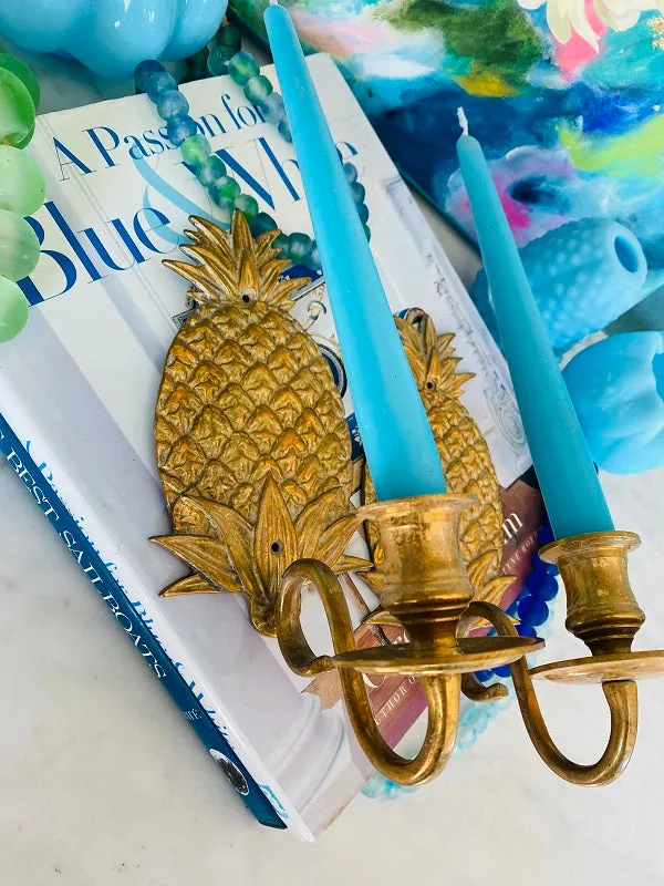 Pair of Vintage Brass Sconces Pineapple Shape