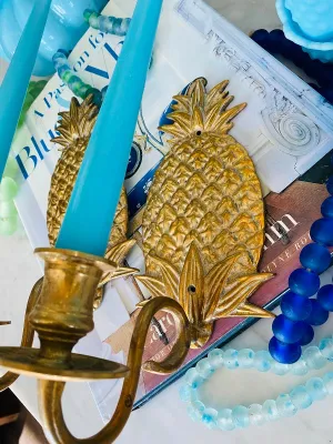 Pair of Vintage Brass Sconces Pineapple Shape