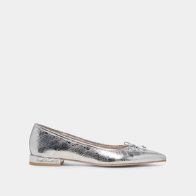 Cushioned Walking Shoes Trail Glow PALANI BALLET FLATS SILVER DISTRESSED LEATHER - re:vita