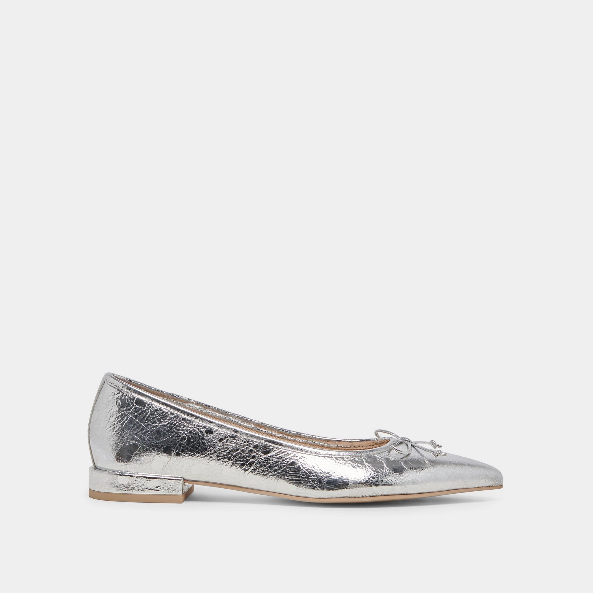 Cushioned Walking Shoes Trail Glow PALANI BALLET FLATS SILVER DISTRESSED LEATHER - re:vita