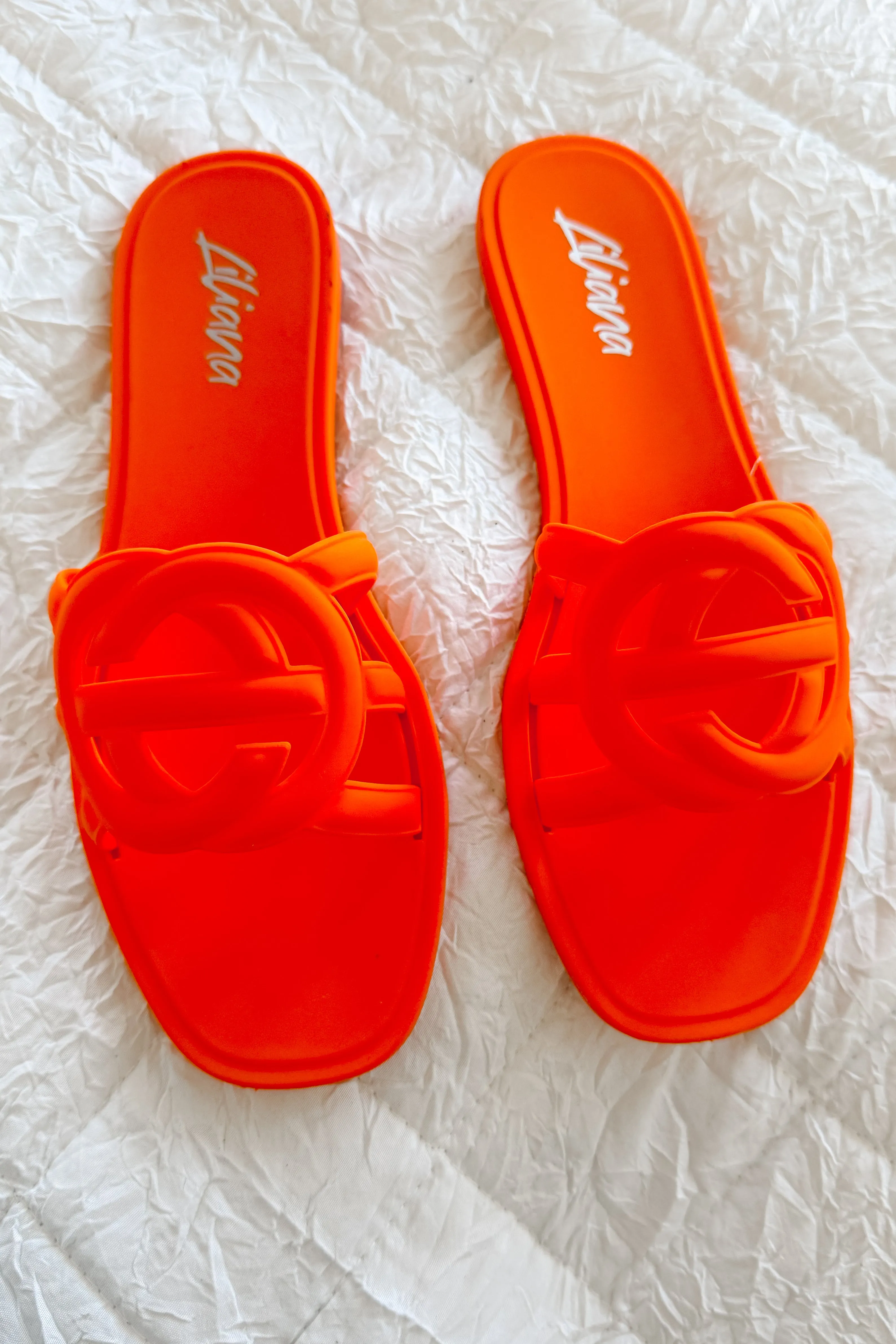 Party Animal Cut-Out Jelly Sandals (Orange)