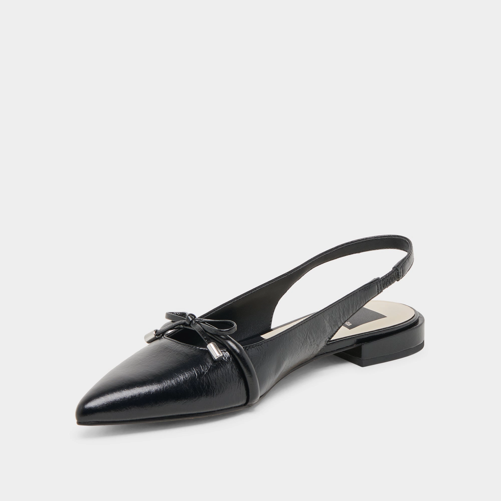 Track Glow Practical Footwear PAYGE FLATS MIDNIGHT CRINKLE PATENT