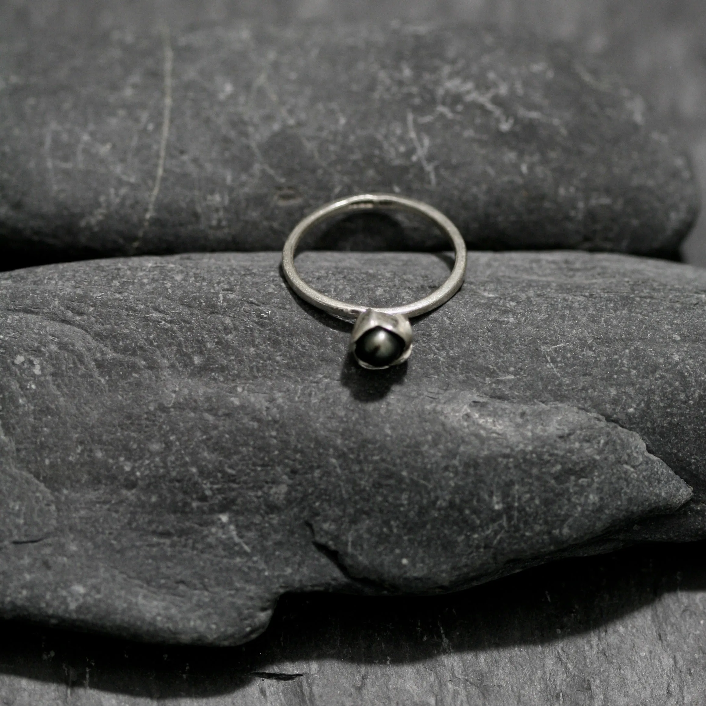 Pearl And Bud Ring - Silver Botanical Jewellery