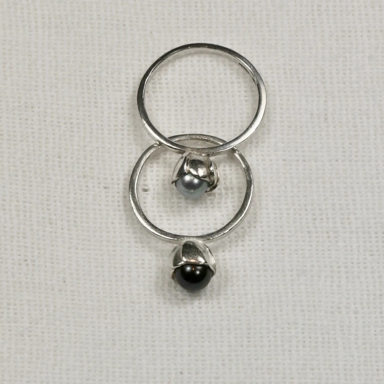 Pearl And Bud Ring - Silver Botanical Jewellery