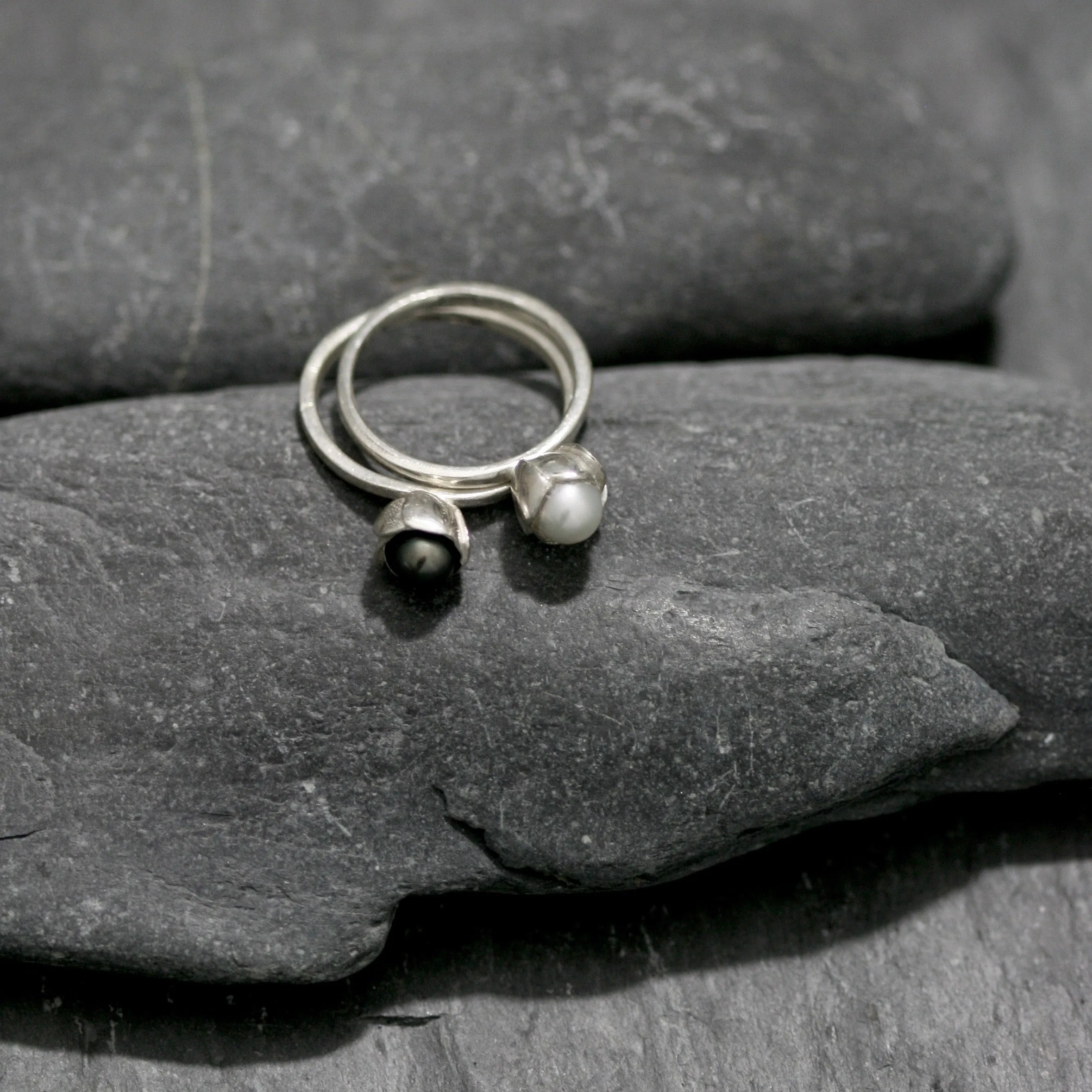 Pearl And Bud Ring - Silver Botanical Jewellery