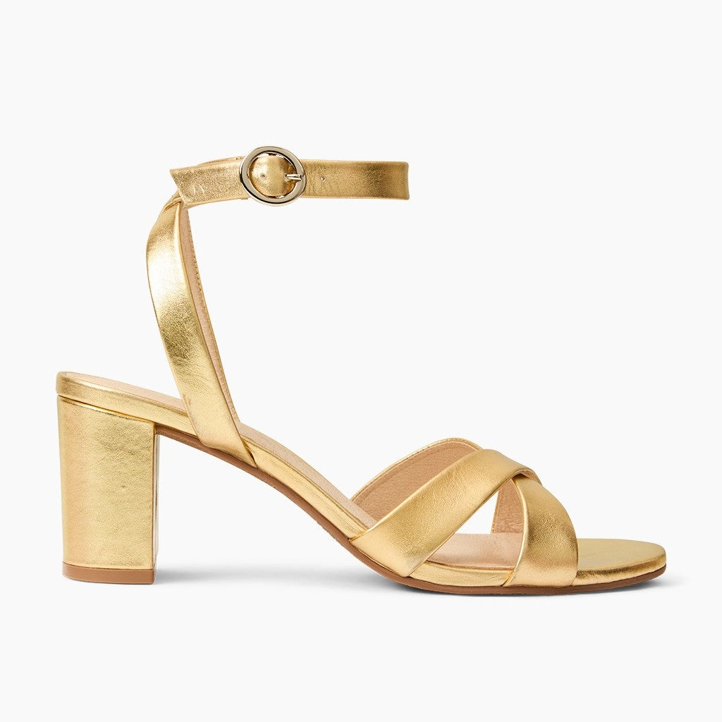 Peri Leather Strappy Mid Heel Flexible Motion