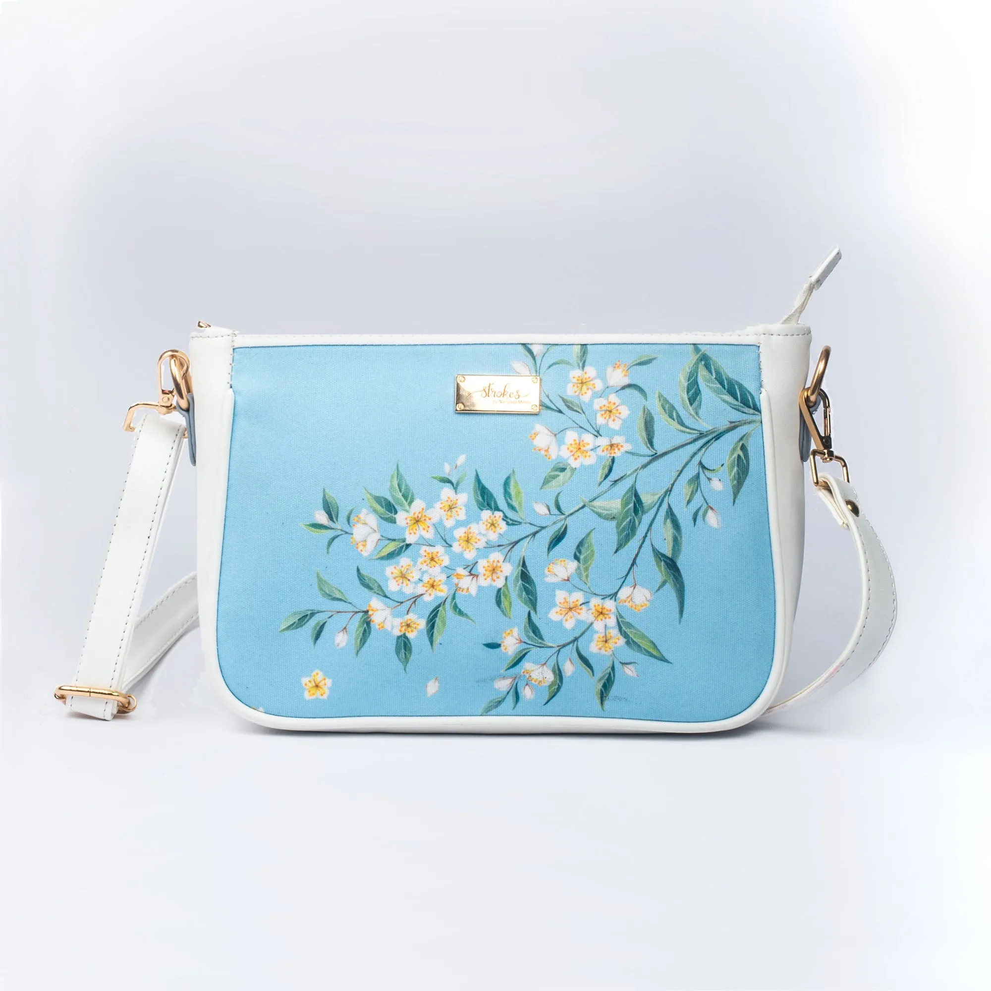 Periwinkle Blue and White Sling bag
