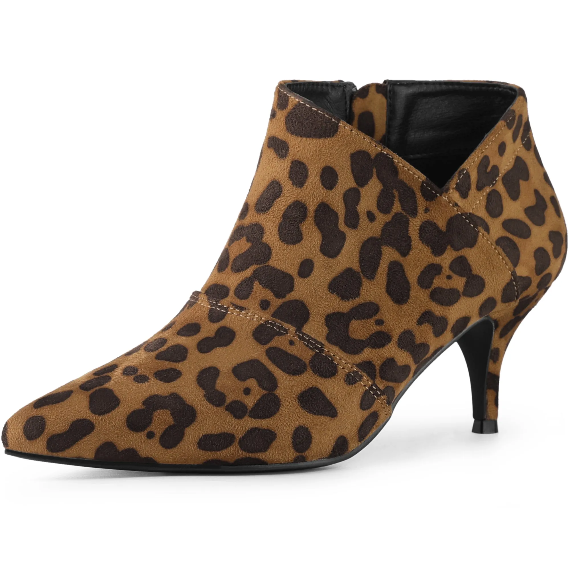 Perphy Pointed Toe Cutout Kitten Heels Ankle Boots for Women