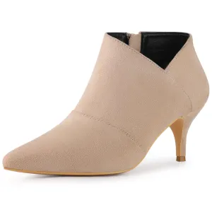 Perphy Pointed Toe Cutout Kitten Heels Ankle Boots for Women