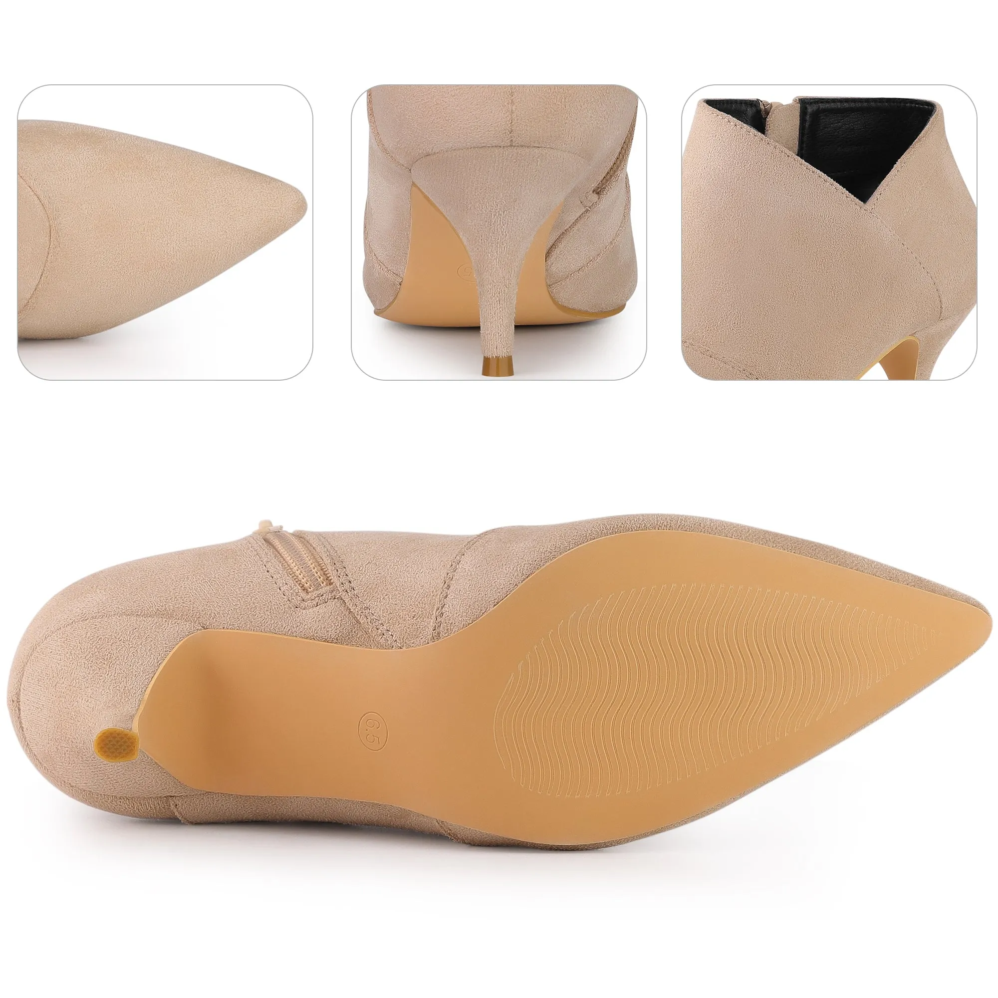 Perphy Pointed Toe Cutout Kitten Heels Ankle Boots for Women