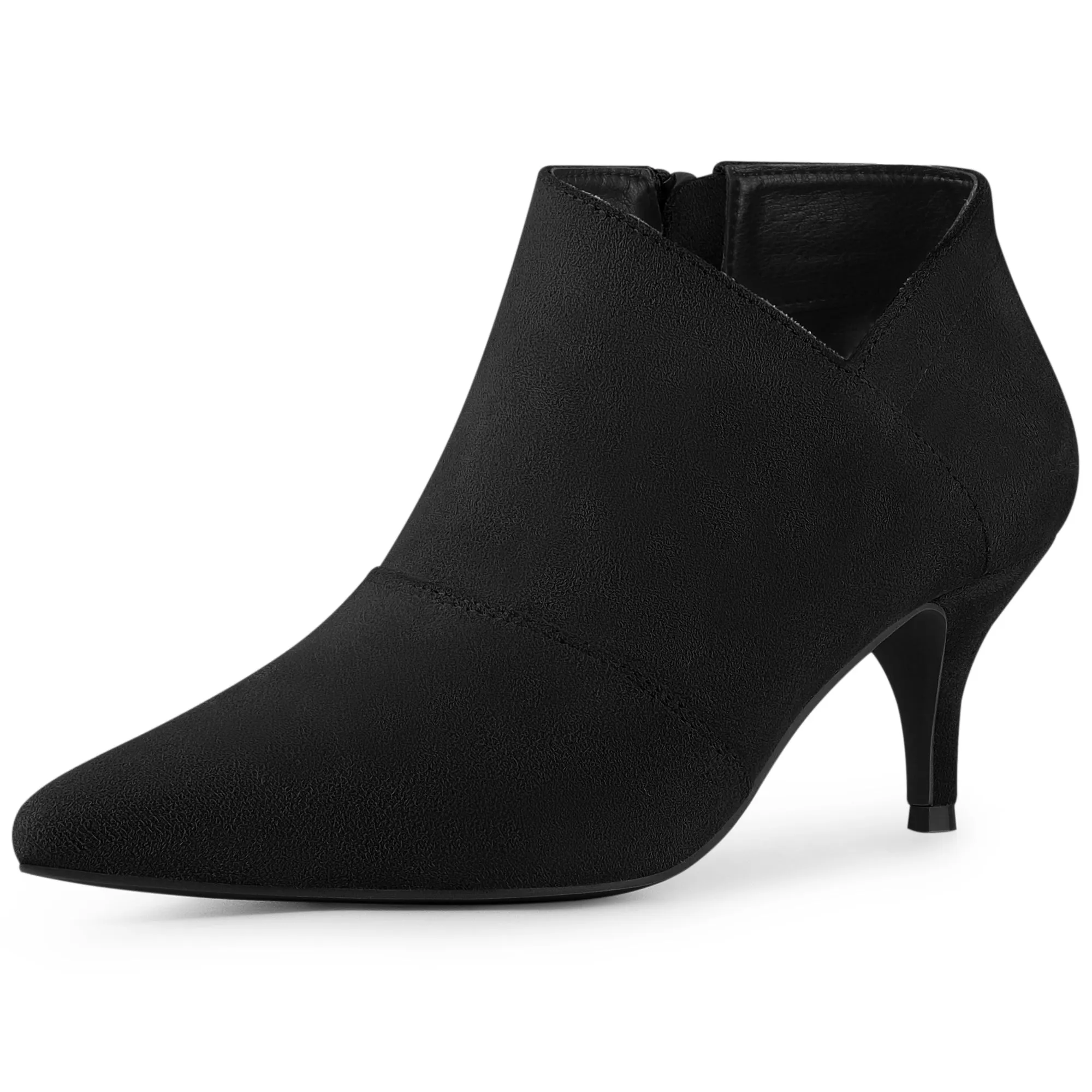 Perphy Pointed Toe Cutout Kitten Heels Ankle Boots for Women