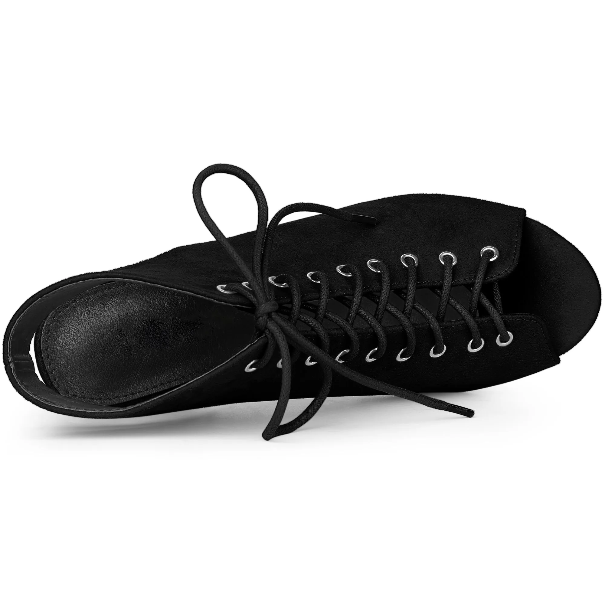 Perphy Women's Lace Up Peep Toe Slingback Heels Chunky Heel Ankle Boots