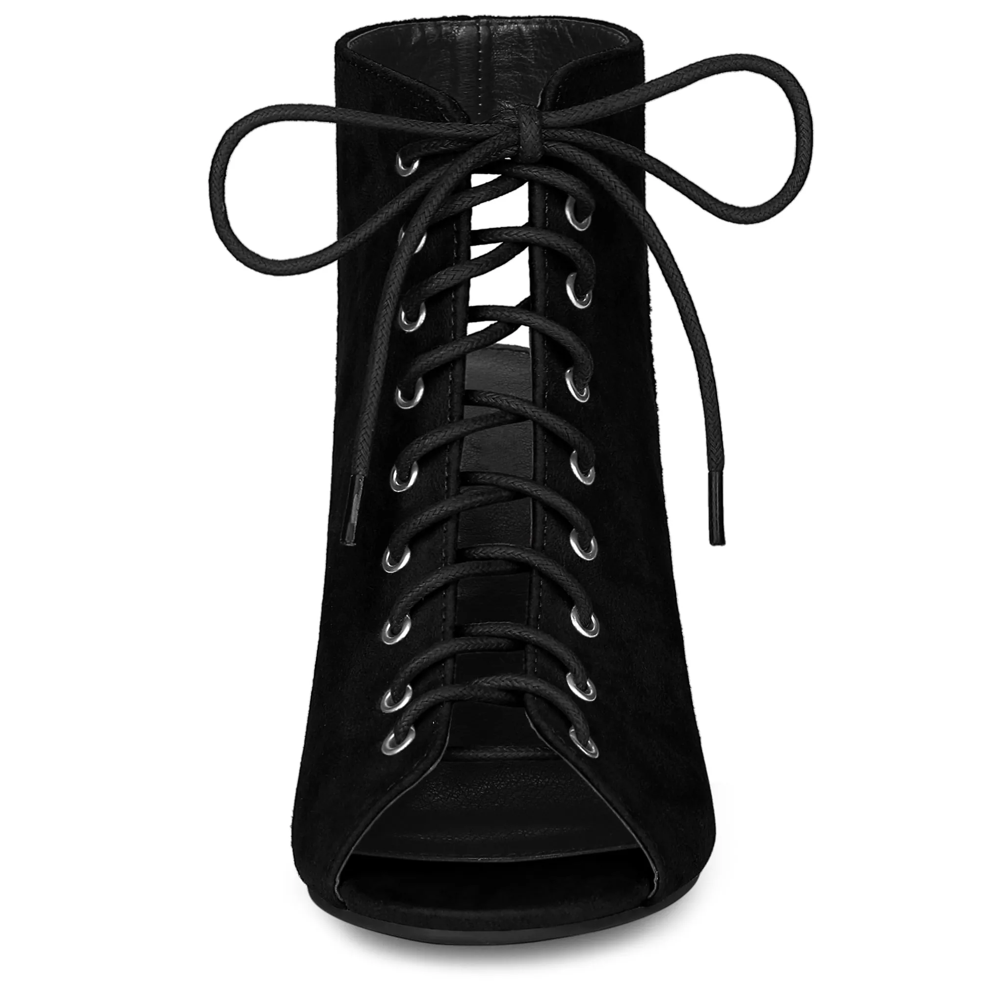 Perphy Women's Lace Up Peep Toe Slingback Heels Chunky Heel Ankle Boots