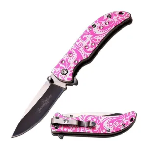 Pink Paisley Femme Fatale Folding Pocket Knife