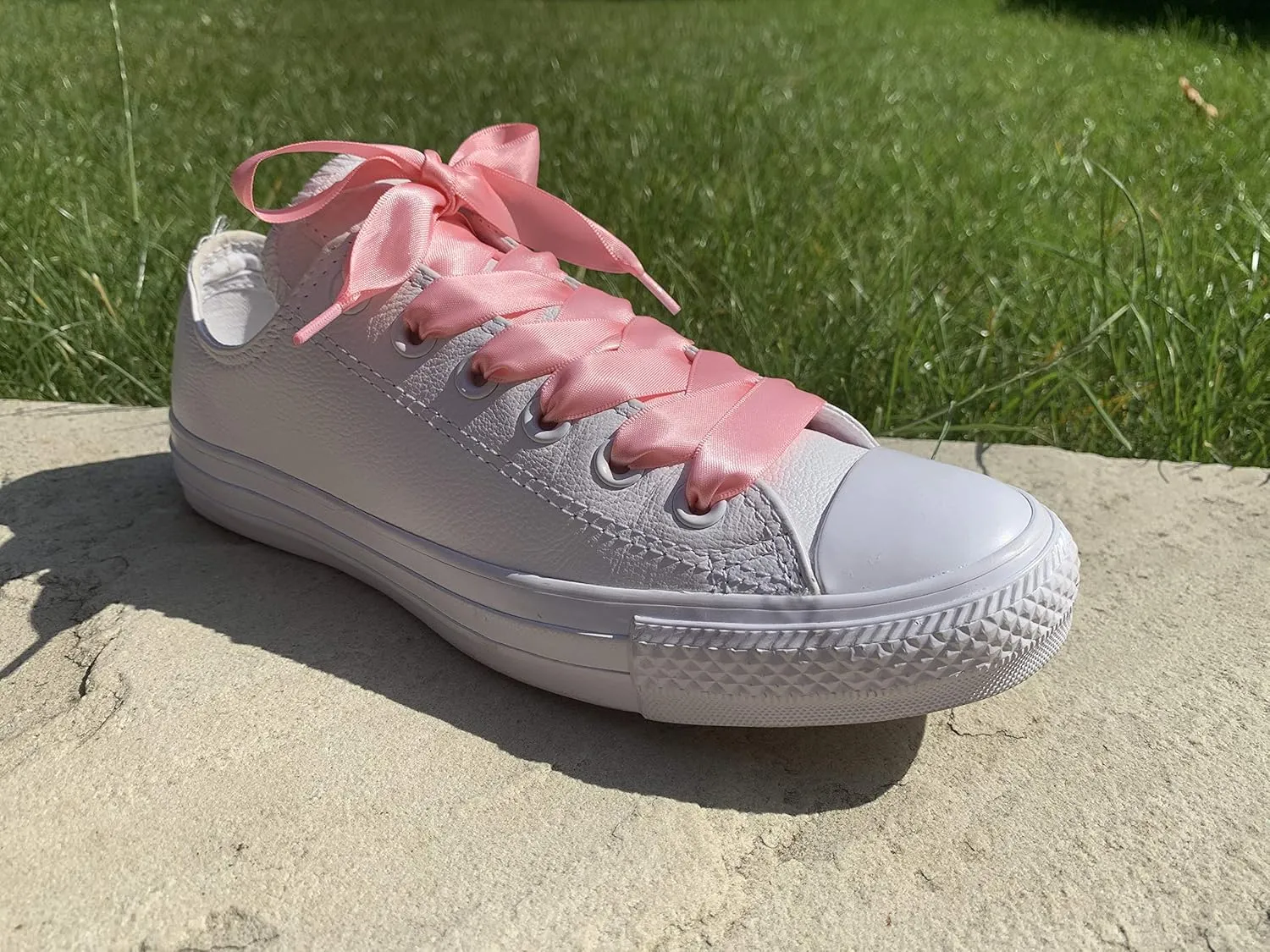 Pink Satin Ribbon Shoelaces My Ribbon Laces Flat Ribbon Shoe laces For Trainers, Boots & Shoes
