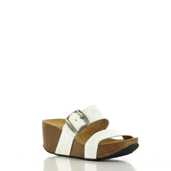 Plakton 273004 White Crocodile Women's Wedge Sandals