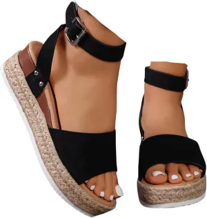 Platform Sandals Women Dressy Wedge Sandals Open Toe Espadrilles Slip on Ankle Strap Casual Summer Dress Shoes 2025