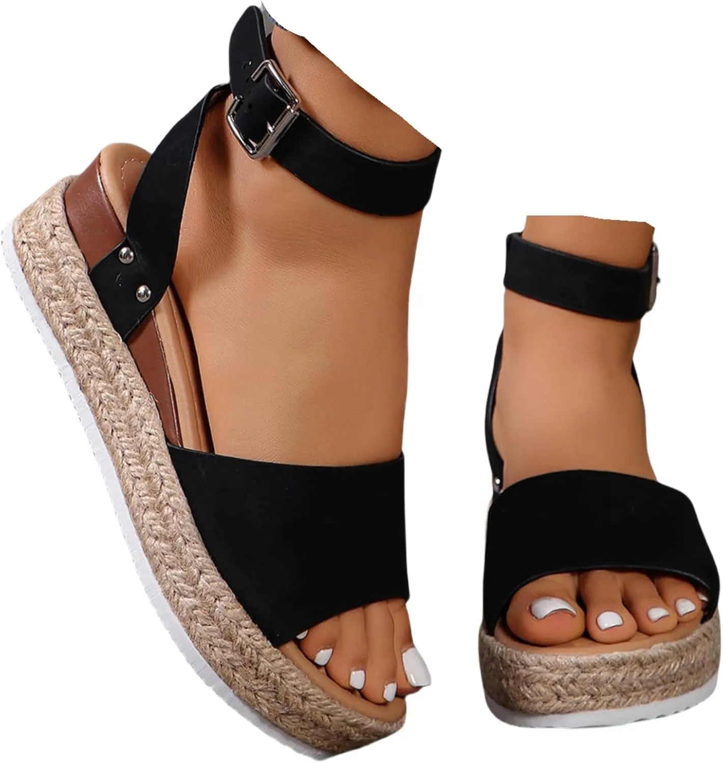 Platform Sandals Women Dressy Wedge Sandals Open Toe Espadrilles Slip on Ankle Strap Casual Summer Dress Shoes 2025