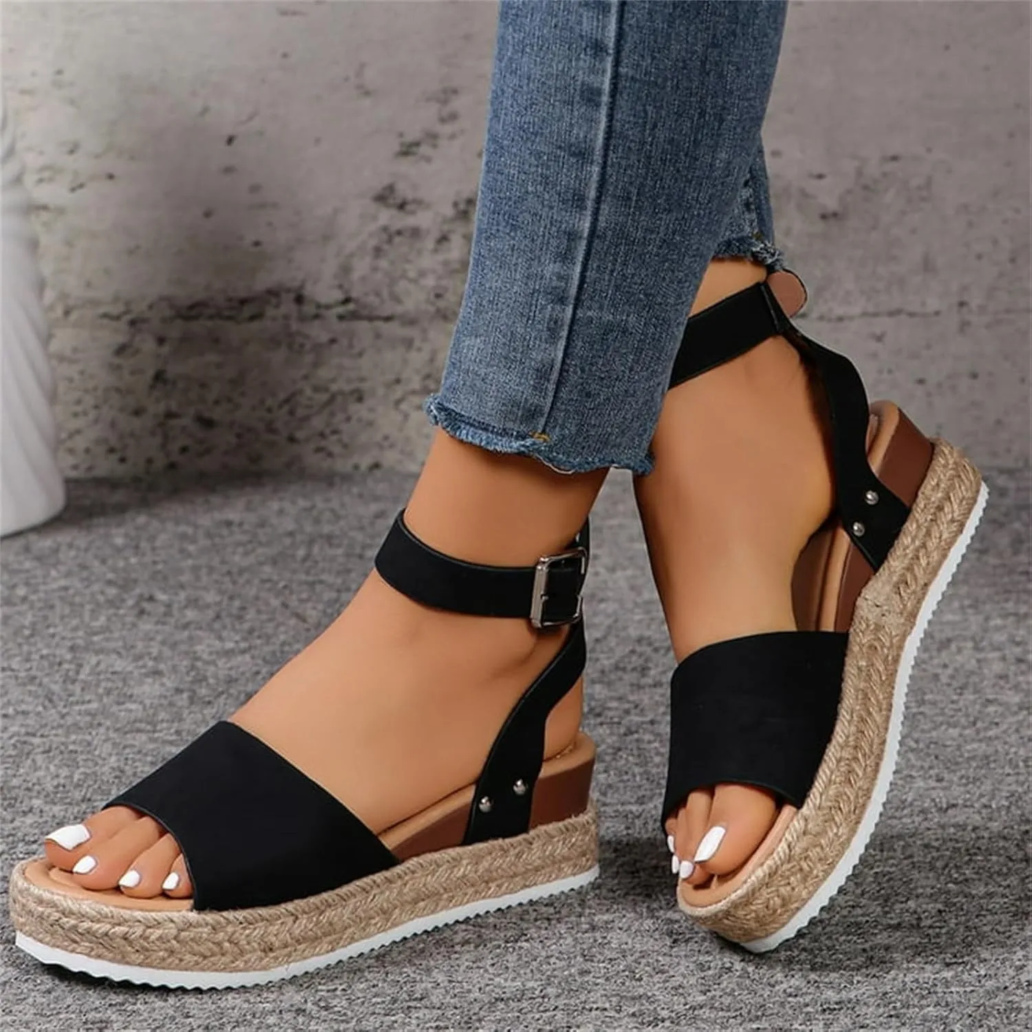 Platform Sandals Women Dressy Wedge Sandals Open Toe Espadrilles Slip on Ankle Strap Casual Summer Dress Shoes 2025
