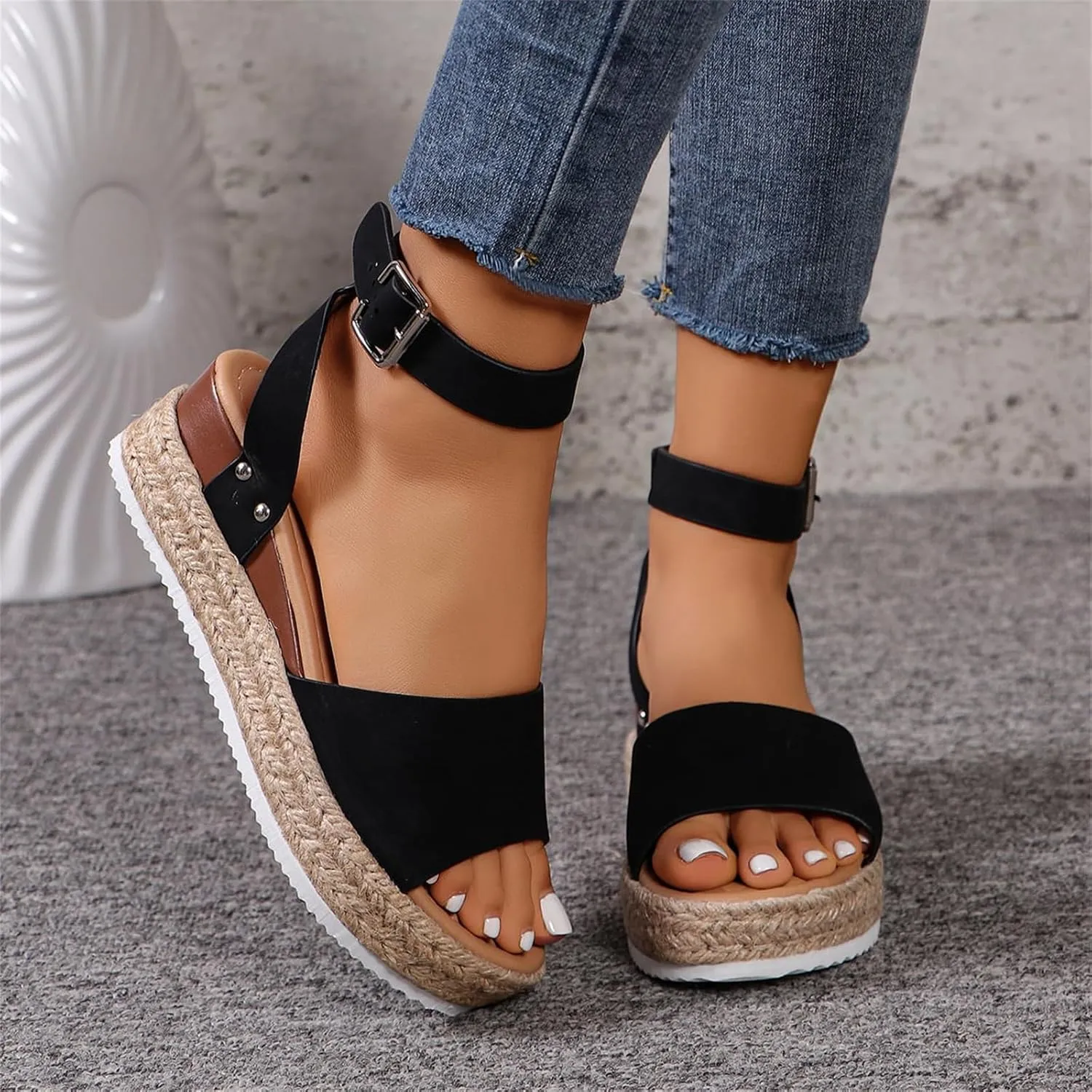 Platform Sandals Women Dressy Wedge Sandals Open Toe Espadrilles Slip on Ankle Strap Casual Summer Dress Shoes 2025