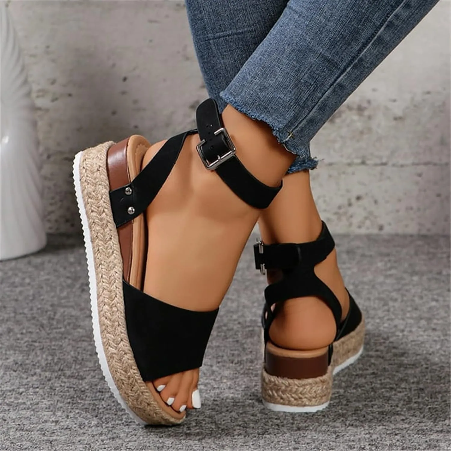 Platform Sandals Women Dressy Wedge Sandals Open Toe Espadrilles Slip on Ankle Strap Casual Summer Dress Shoes 2025