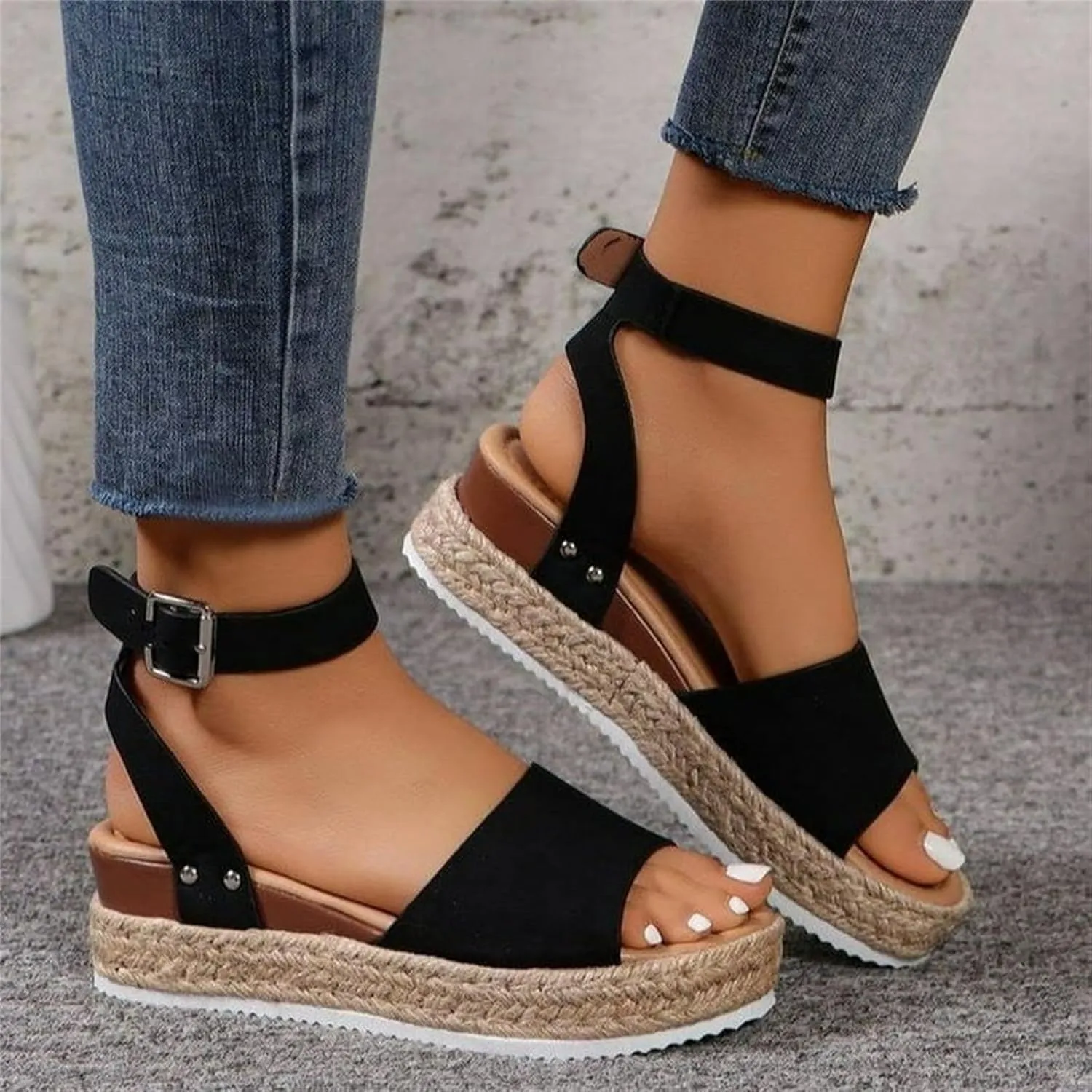 Platform Sandals Women Dressy Wedge Sandals Open Toe Espadrilles Slip on Ankle Strap Casual Summer Dress Shoes 2025