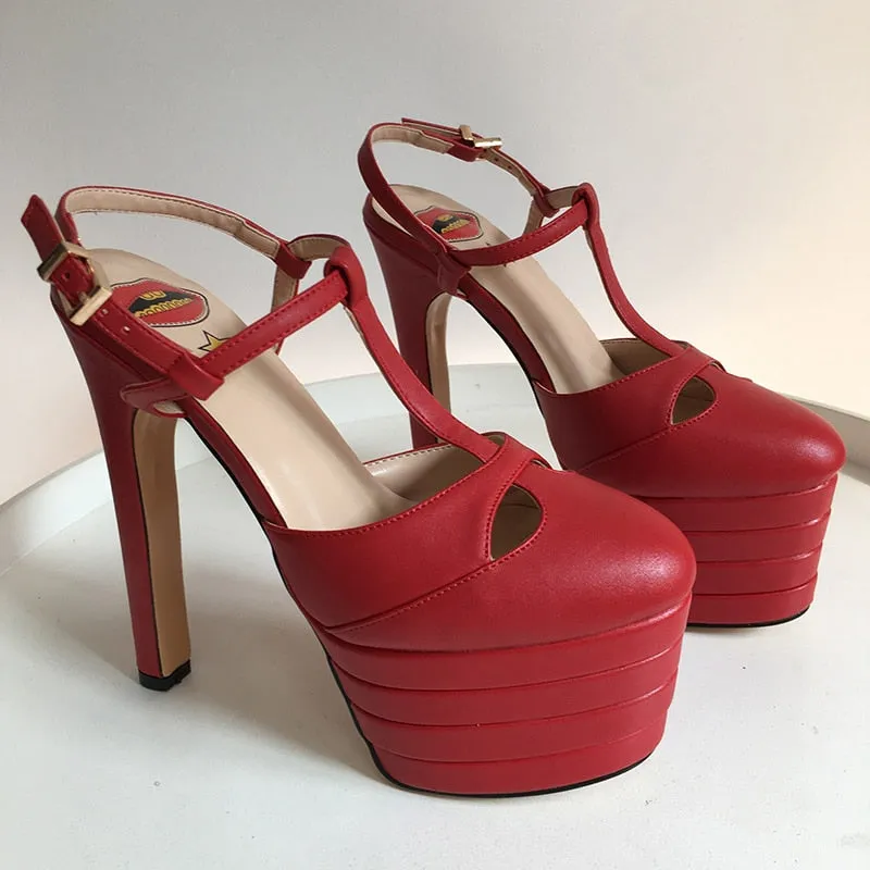 Platform T Strap Pump Heels