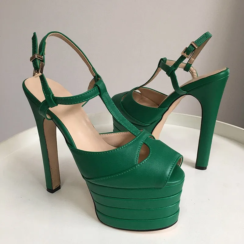 Platform T Strap Pump Heels