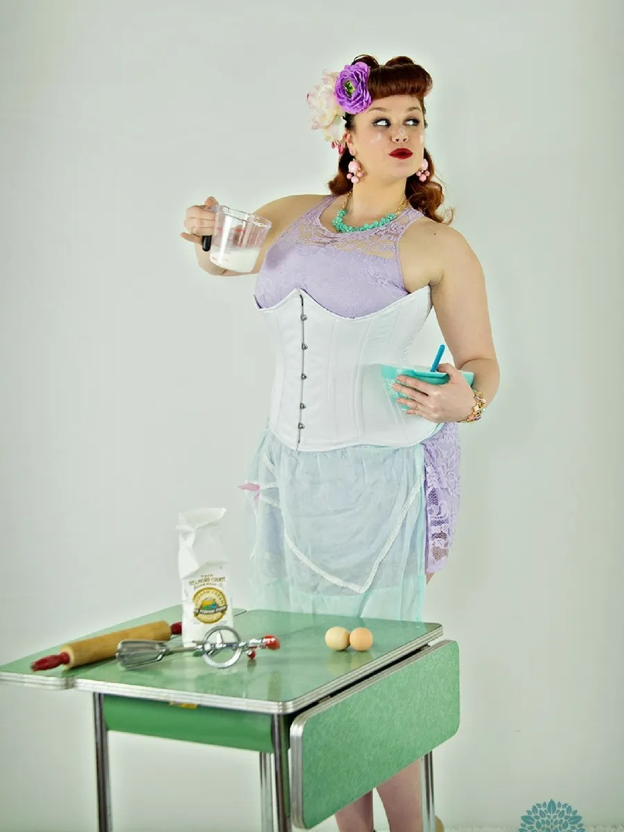 Plus Size Satin Hourglass Curve Longline Underbust Corset : CS-426