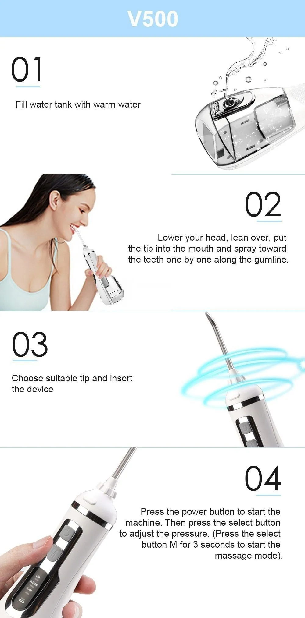 Portable Oral Irrigator Dental Flosser