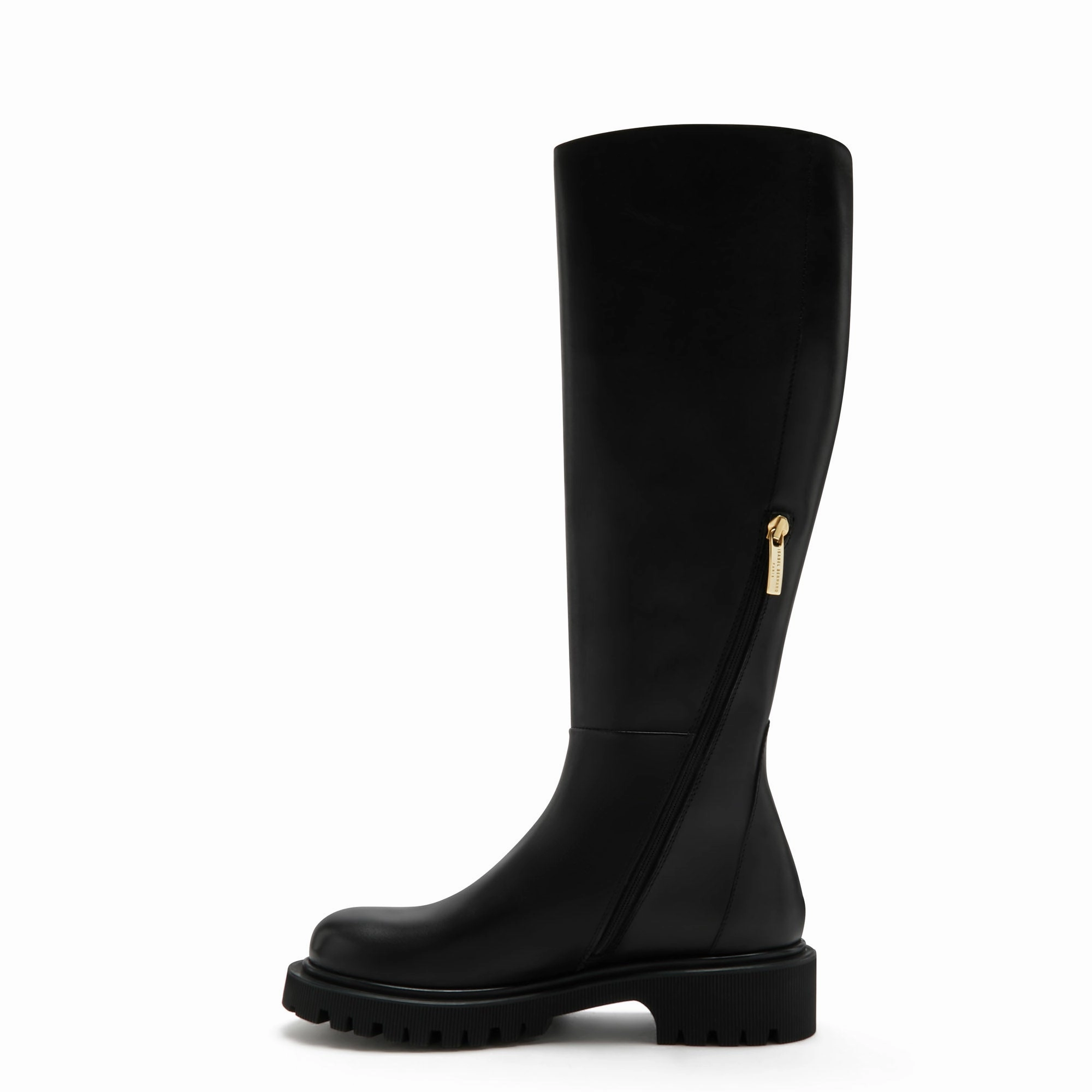 Sculpted stability canvas - type Vend?me Riva black calfskin leather boots