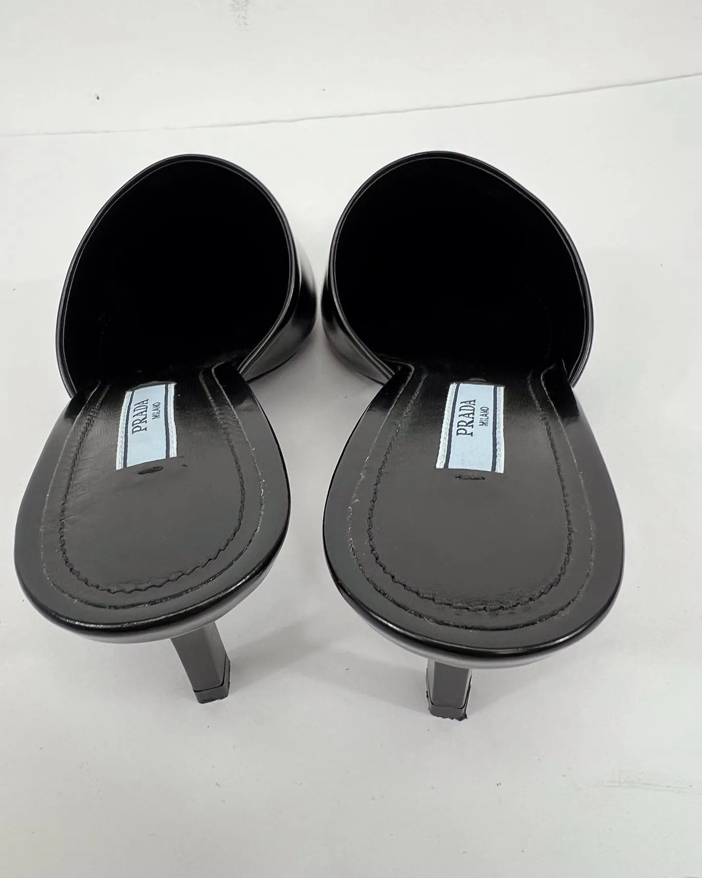 PRADA POINTED TOE MID HEEL MULES