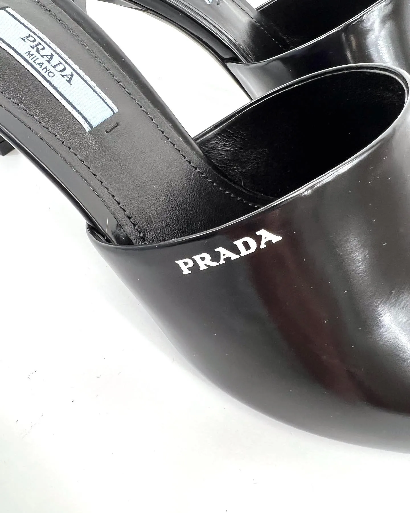 PRADA POINTED TOE MID HEEL MULES