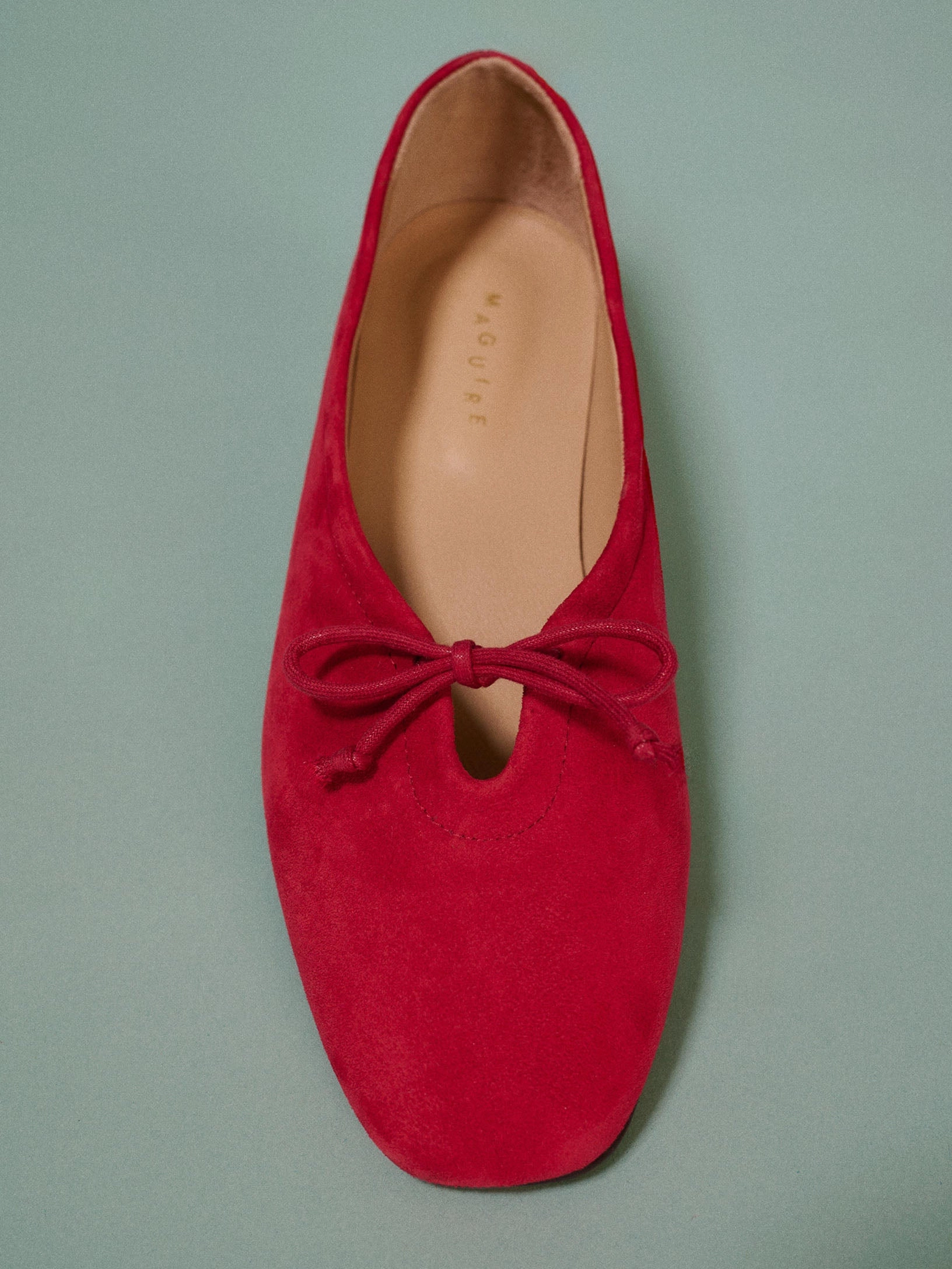 Stone Glow Prato Cherry Suede Ballerina