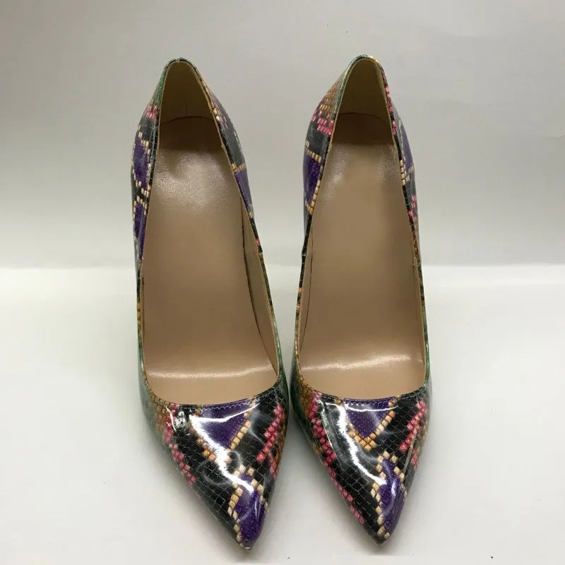 Pre Order:  Snake Printed Faux-Leather Pointed-Toe Shoes