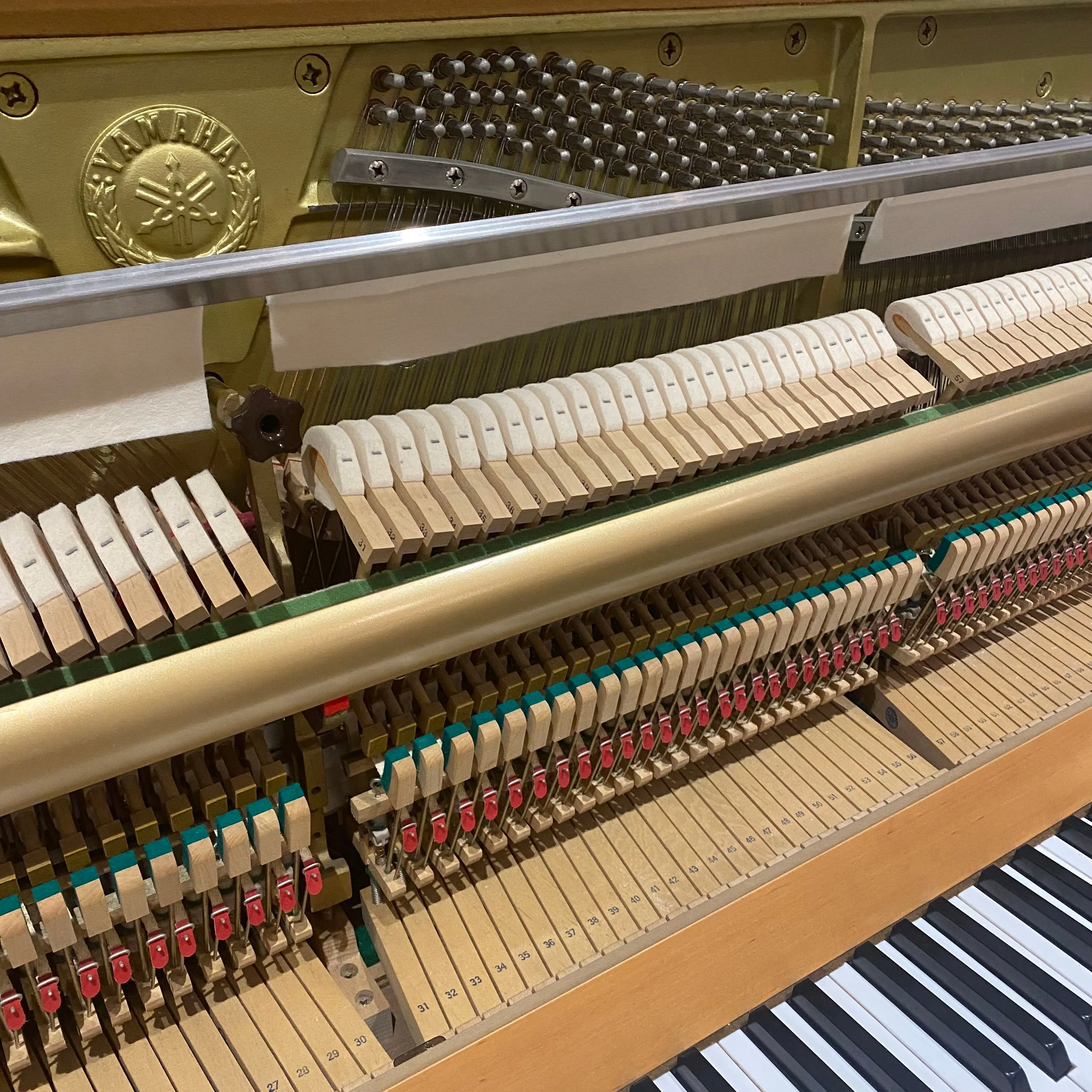 Pre-owned Yamaha P116 upright piano in satin alder