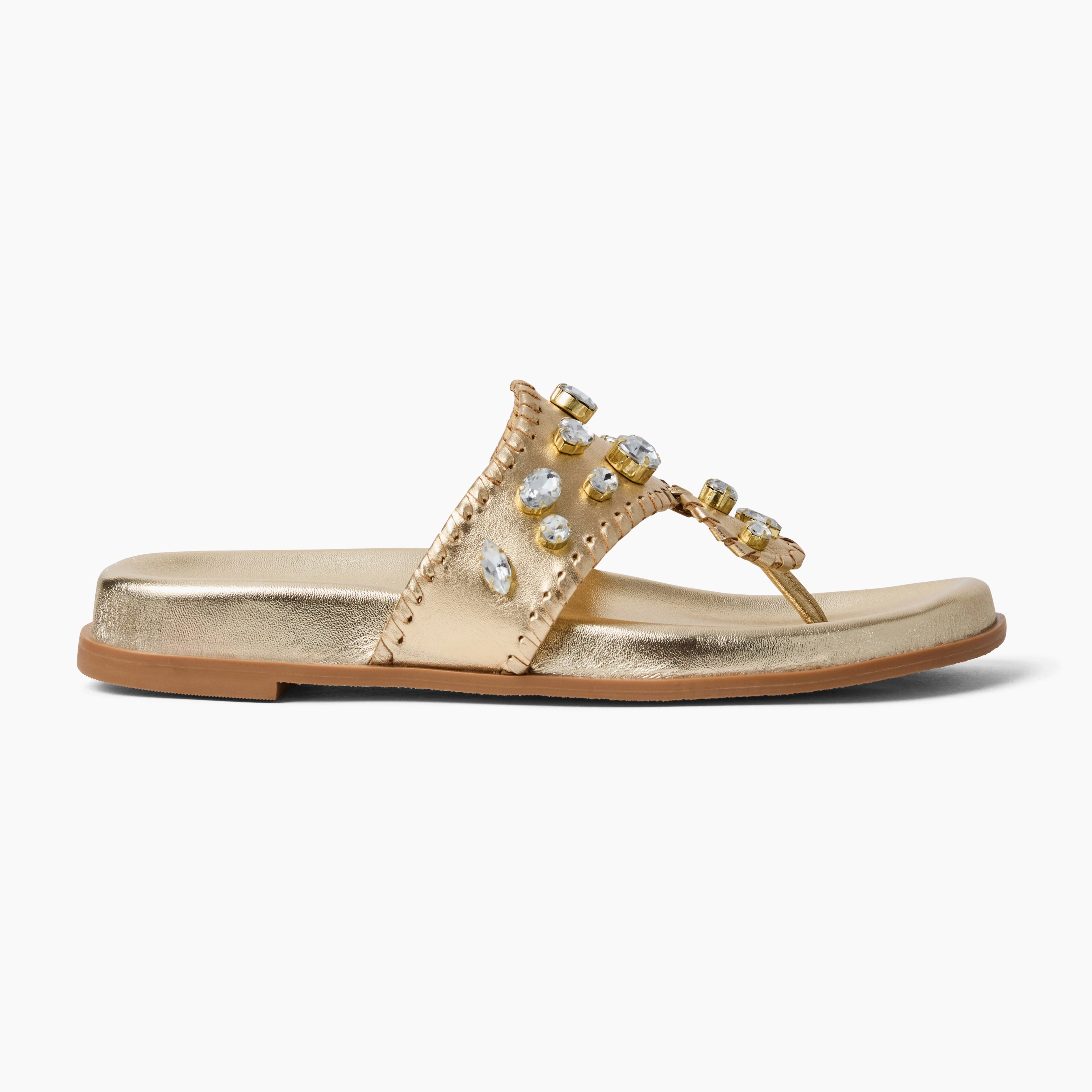Enhanced Ground Contact Surface adjustable shoes Jacks Jeweled Leather Comfort Sport Sandal