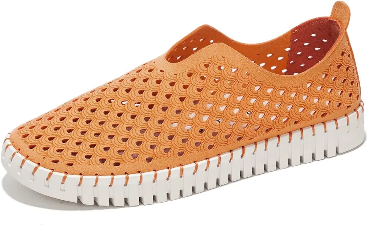 Project Cloud Walking Shoes for Women, Memory Foam Womens Shoes & Slip-on Shoes Women Footwear, Lightweight Women's Flats - Non-Slip Walking Shoes Women Sneaker - Washable Flats (Lily, Orange, 6)