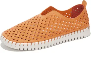 Project Cloud Walking Shoes for Women, Memory Foam Womens Shoes & Slip-on Shoes Women Footwear, Lightweight Women's Flats - Non-Slip Walking Shoes Women Sneaker - Washable Flats (Lily, Orange, 6)