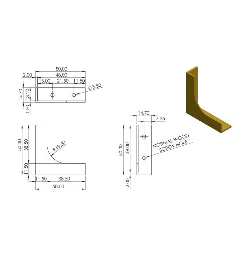 Quebec Solid Brass Table Corner