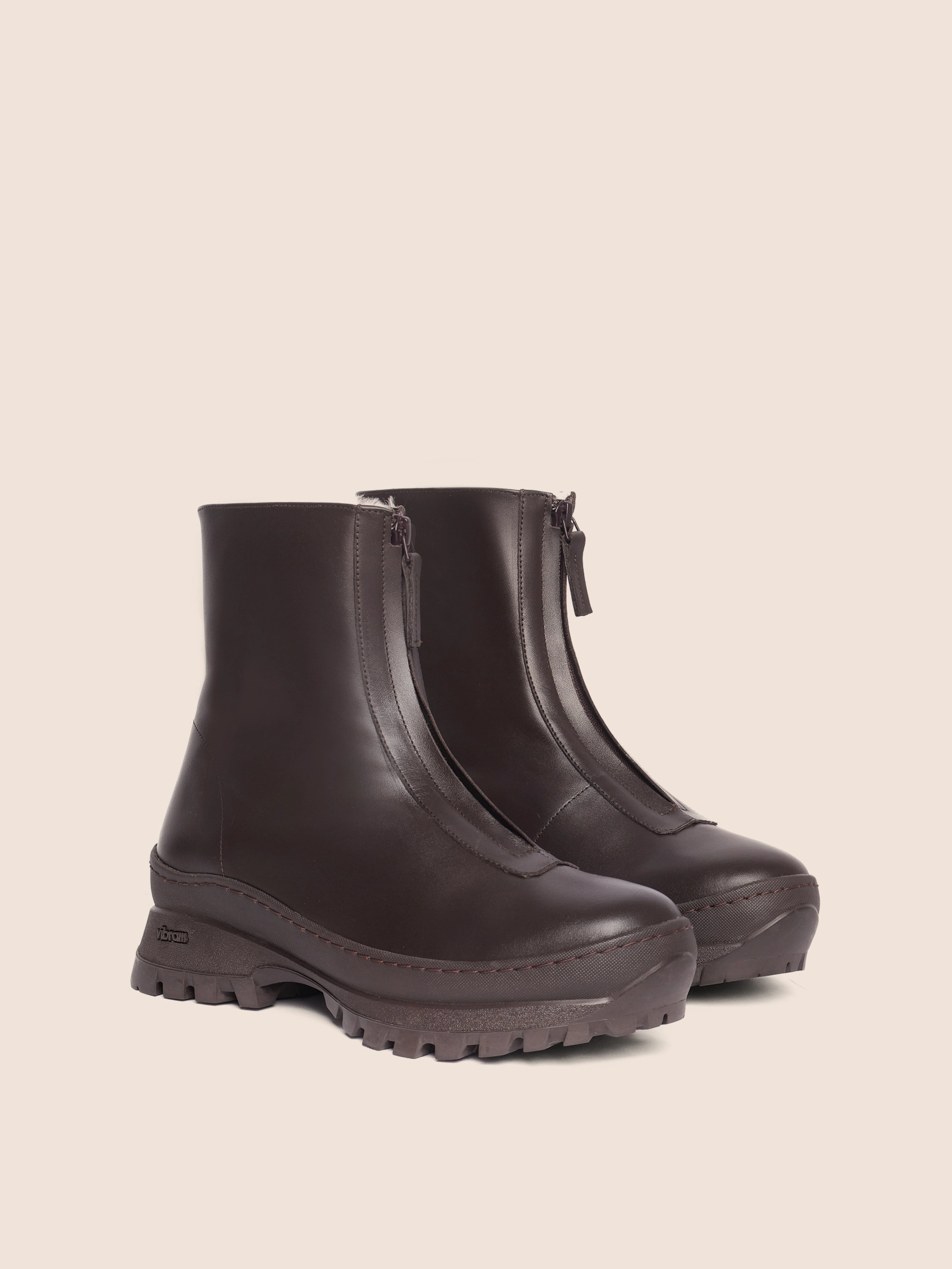 Velvet Texture Estrella Brown Lined Boot
