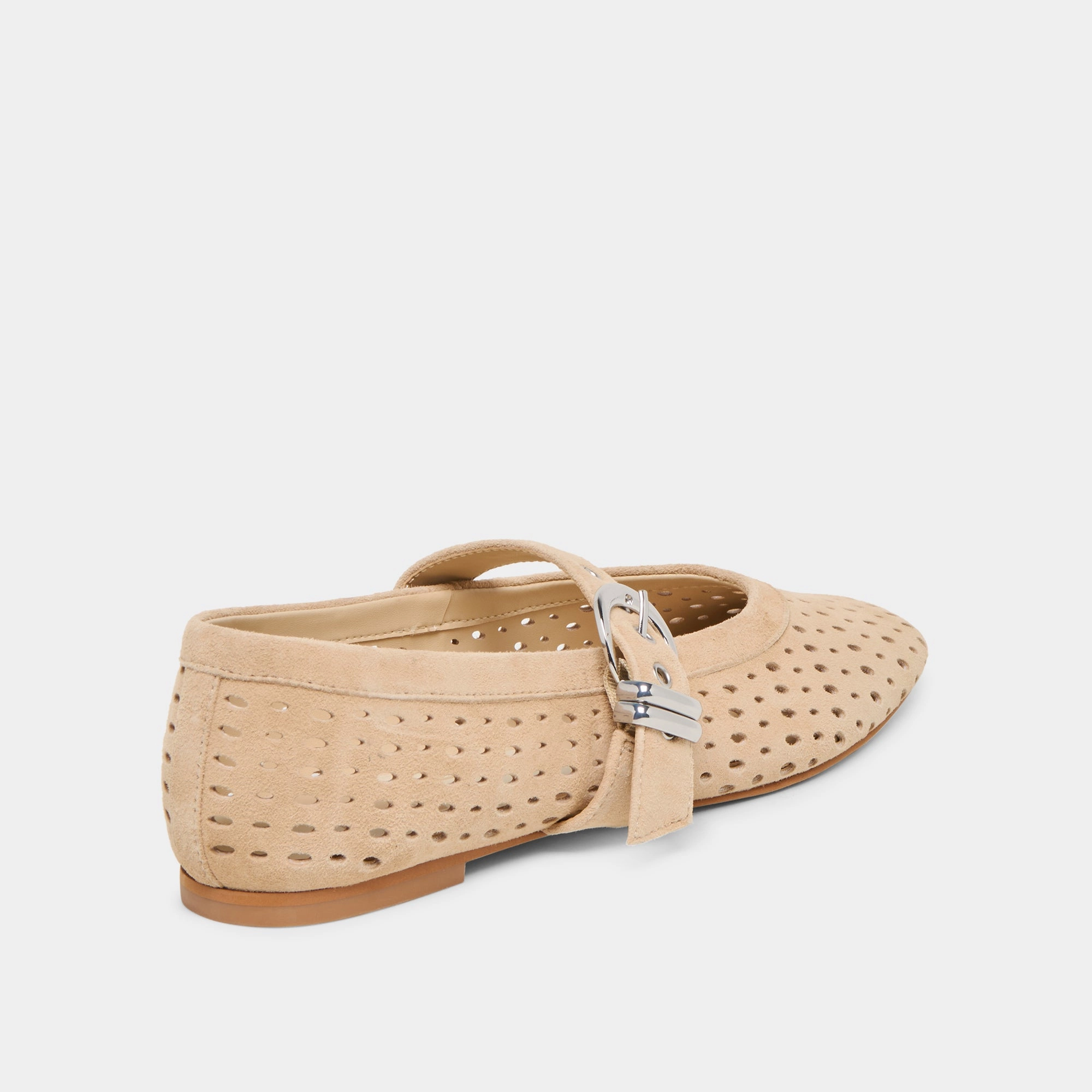 MIKEL BALLET FLATS CAMEL PERFORATED SUEDE Sea Breeze Market Vibe