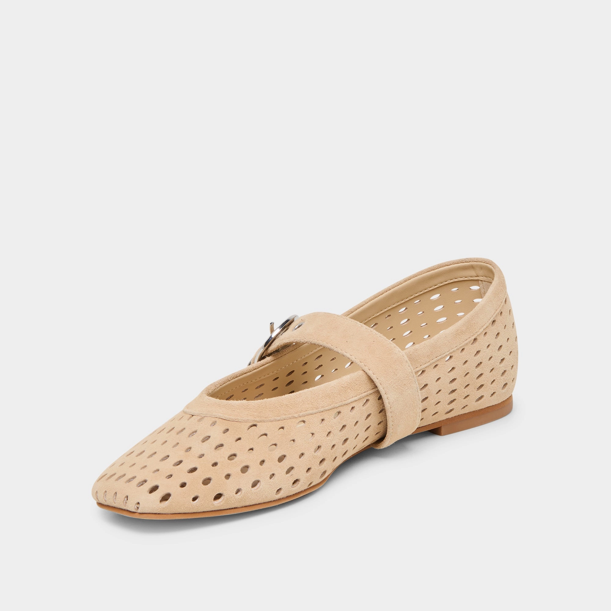 Fund Glow MIKEL BALLET FLATS CAMEL PERFORATED SUEDE
