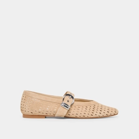 MIKEL BALLET FLATS CAMEL PERFORATED SUEDE Space Save