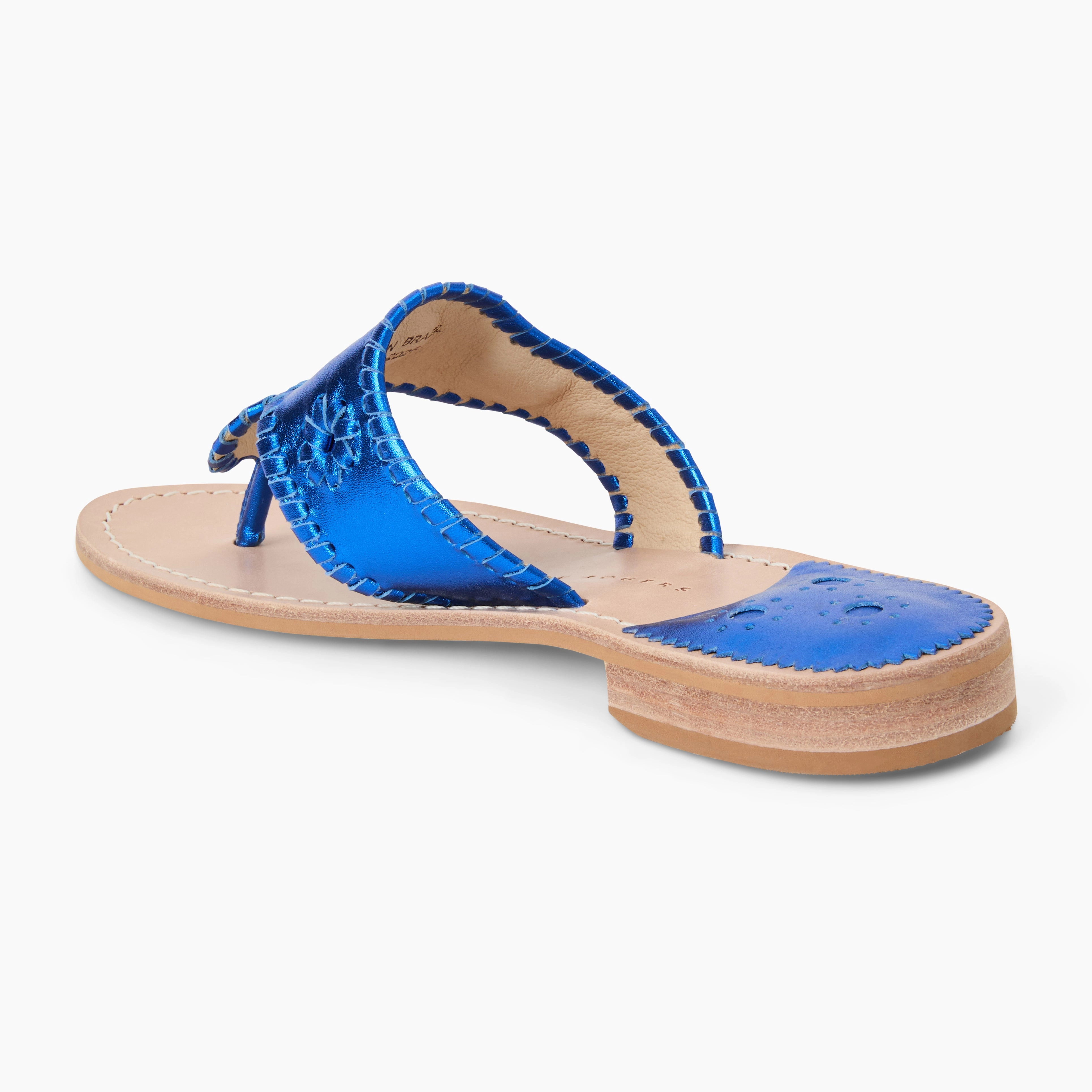 Jacks Metallic Leather Flat Sandal Moisture Wicking Insole Everyday Use