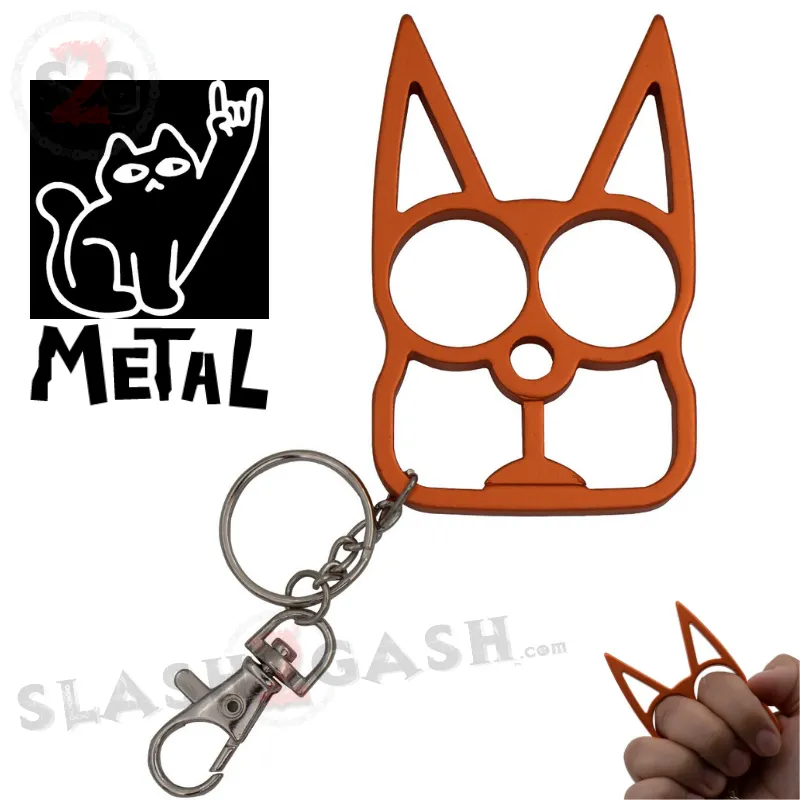 "Metal Cat" Self Defense Kitty Keychain Knuckles - Orange
