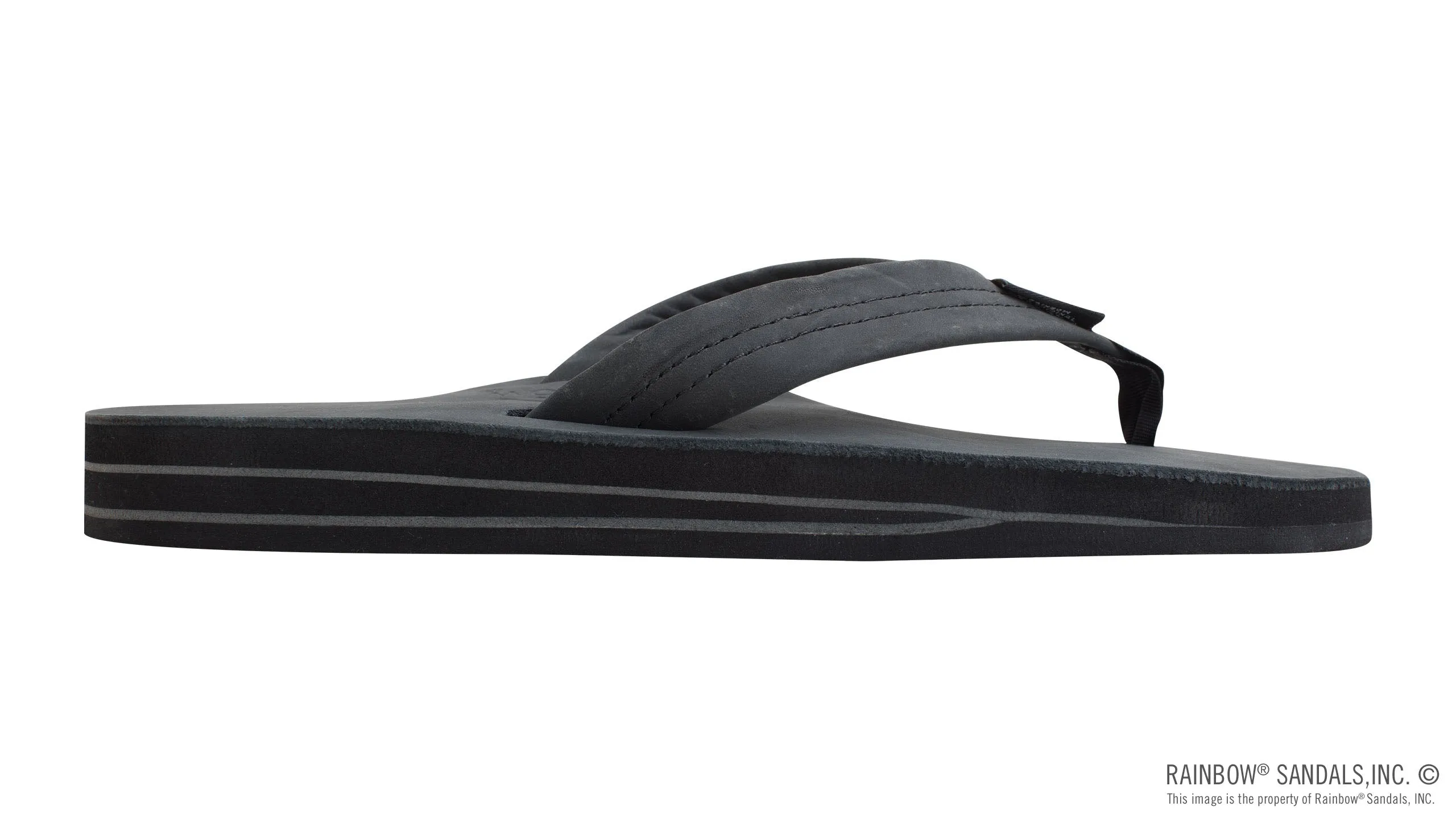 Rainbow Sandals Men's Double Layer Leather- 1" Strap - Black