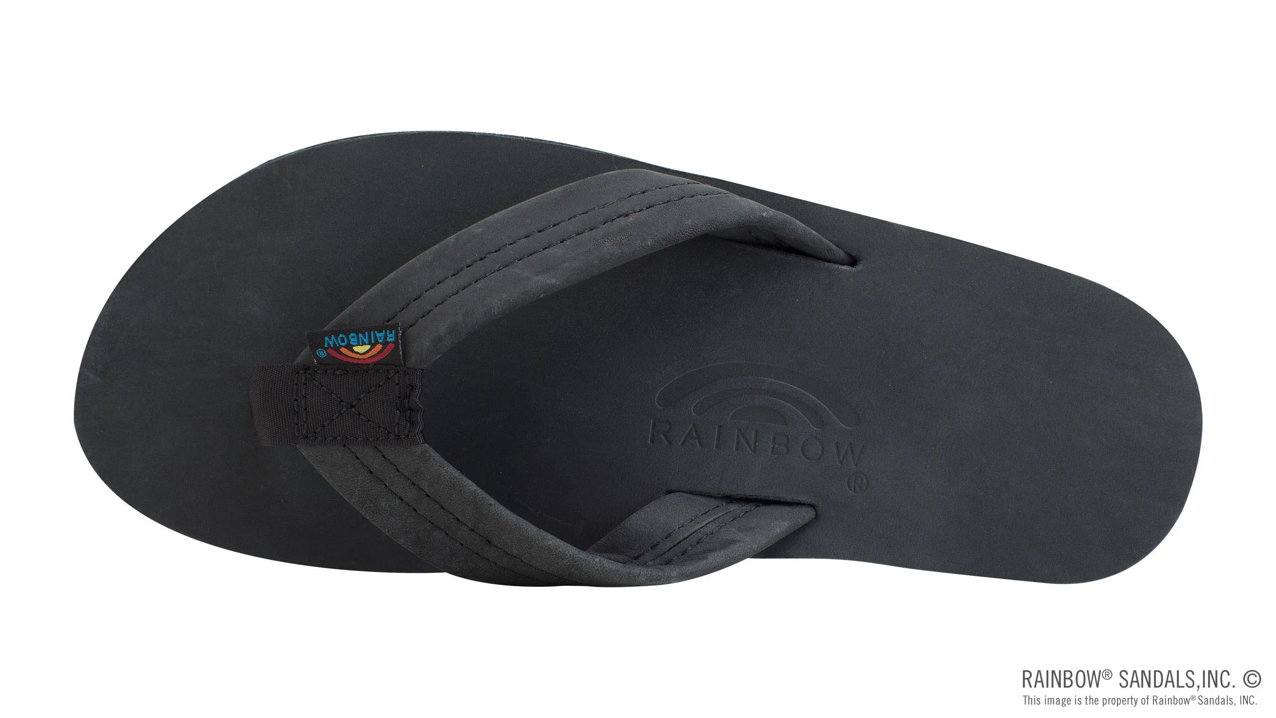 Rainbow Sandals Men's Double Layer Leather- 1" Strap - Black